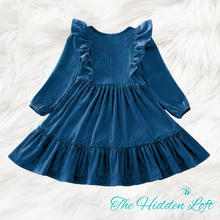 Load image into Gallery viewer, Blue Velvet Dress
