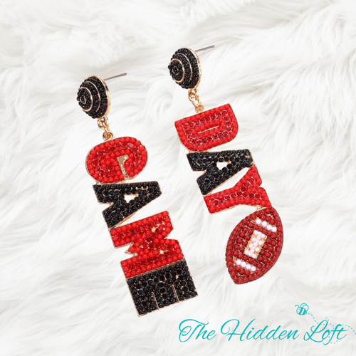 Black/Red Game Day Earrings