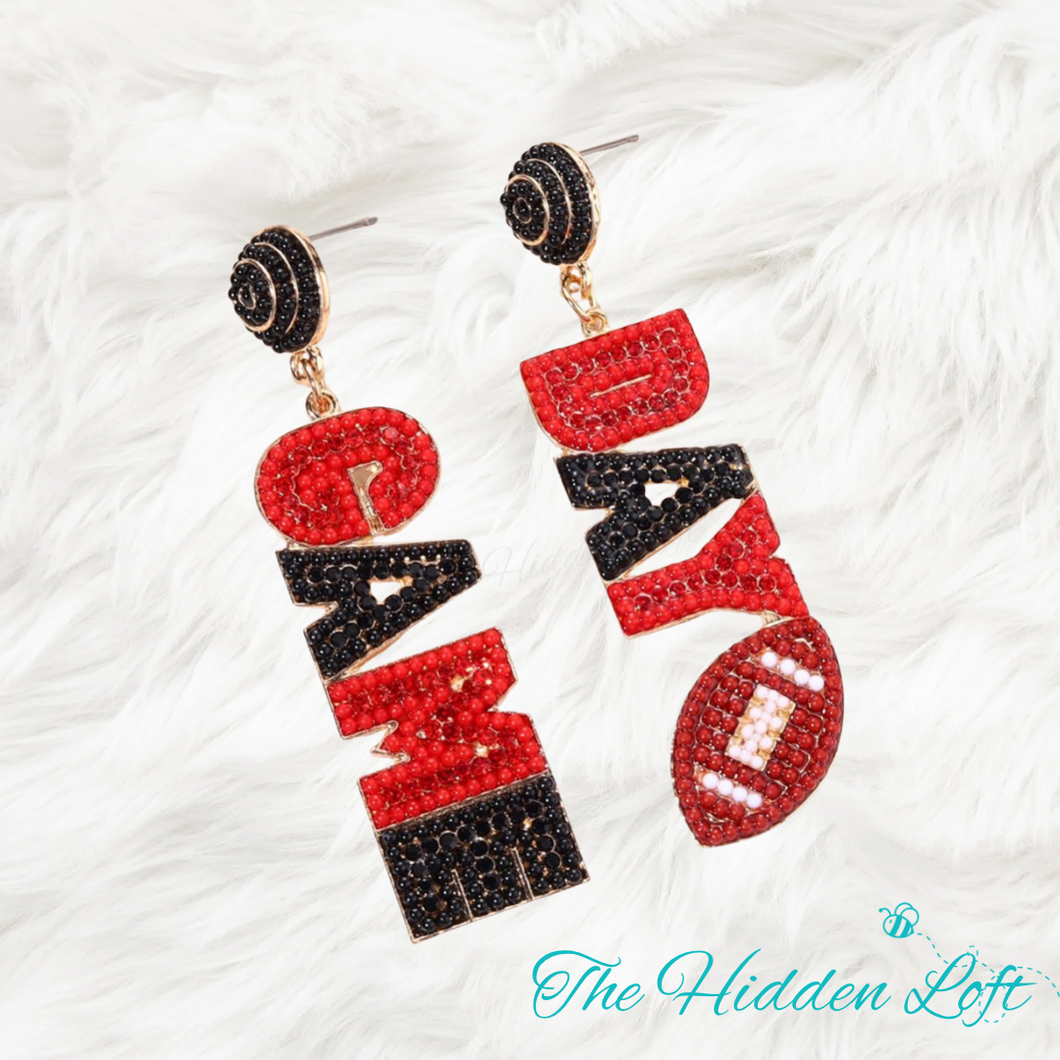 Black/Red Game Day Earrings