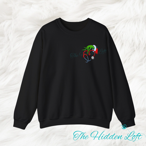 Pocket Size Grinch Stethoscope Sweatshirt