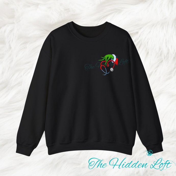 Pocket Size Grinch Stethoscope Sweatshirt