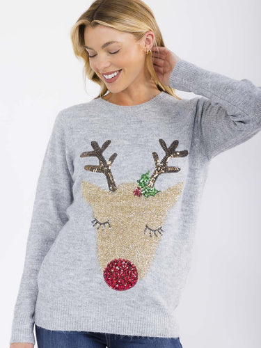 Sequin Reindeer Sweater