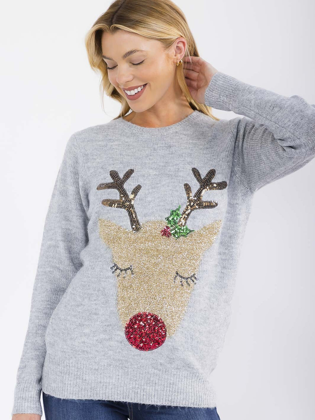Sequin Reindeer Sweater
