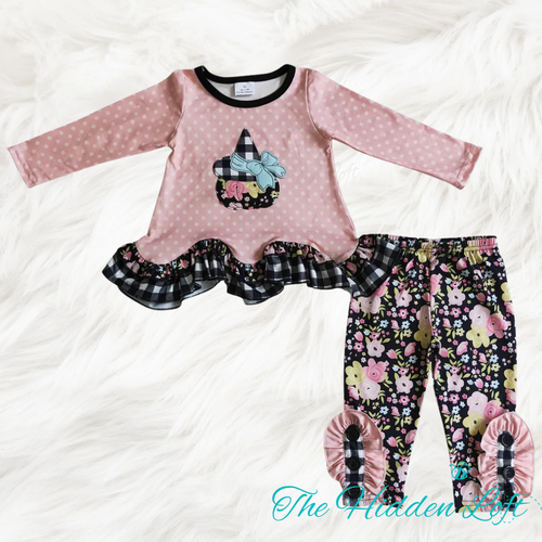 Pink Embroidered Pumpkin Outfit