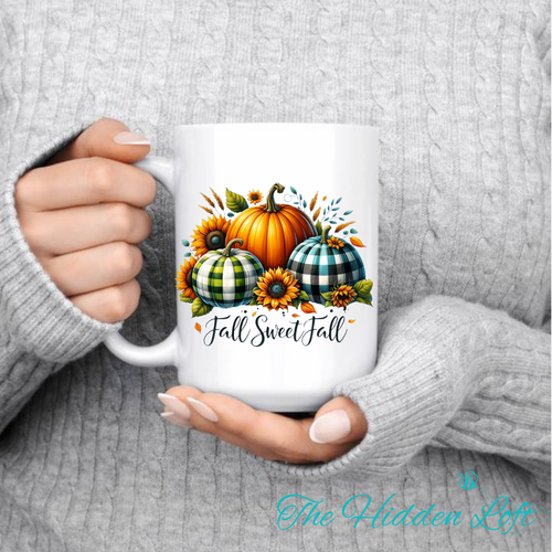 Fall Sweet Fall Plaid Pumpkin Mug