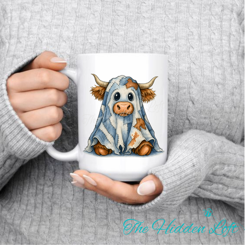 Ghost Highland Cow Mug