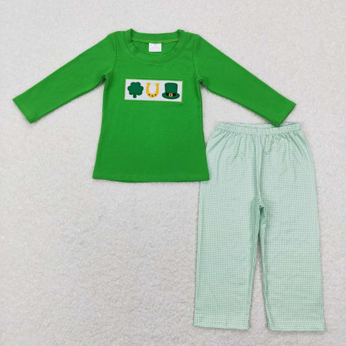 Boys Embroidered Shamrock Outfit
