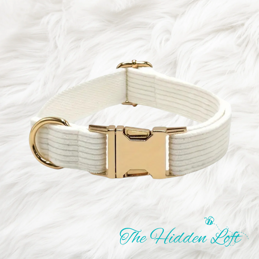 Ivory Corduroy Dog Collar