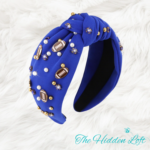 Embellished Football Headband- Royal