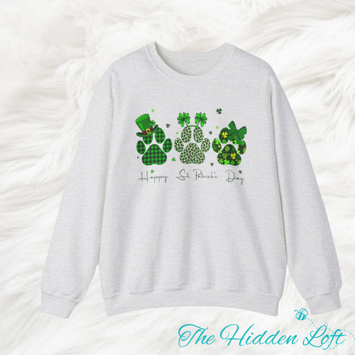 Happy St. Patrick’s Day Paw Print Sweatshirt