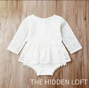 White Long Sleeve Lace Baby Dress