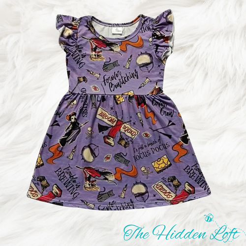 Purple Witch Print Dress