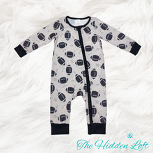 Load image into Gallery viewer, Football Bamboo Baby Romper