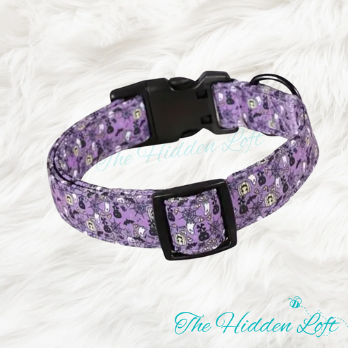 Purple Halloween Print Dog Collar