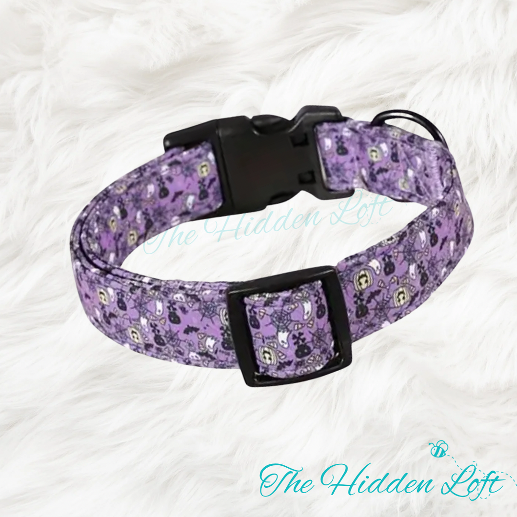 Purple Halloween Print Dog Collar