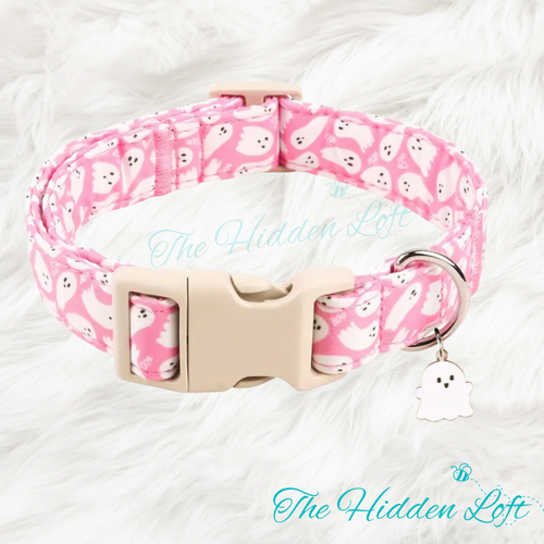 Pink Ghosts Dog Collar