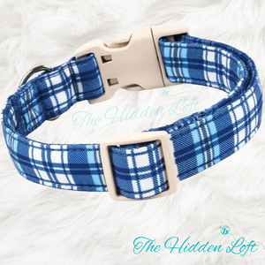 Blue Plaid Dog Collar