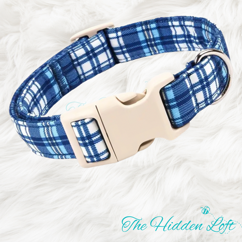 Blue Plaid Dog Collar
