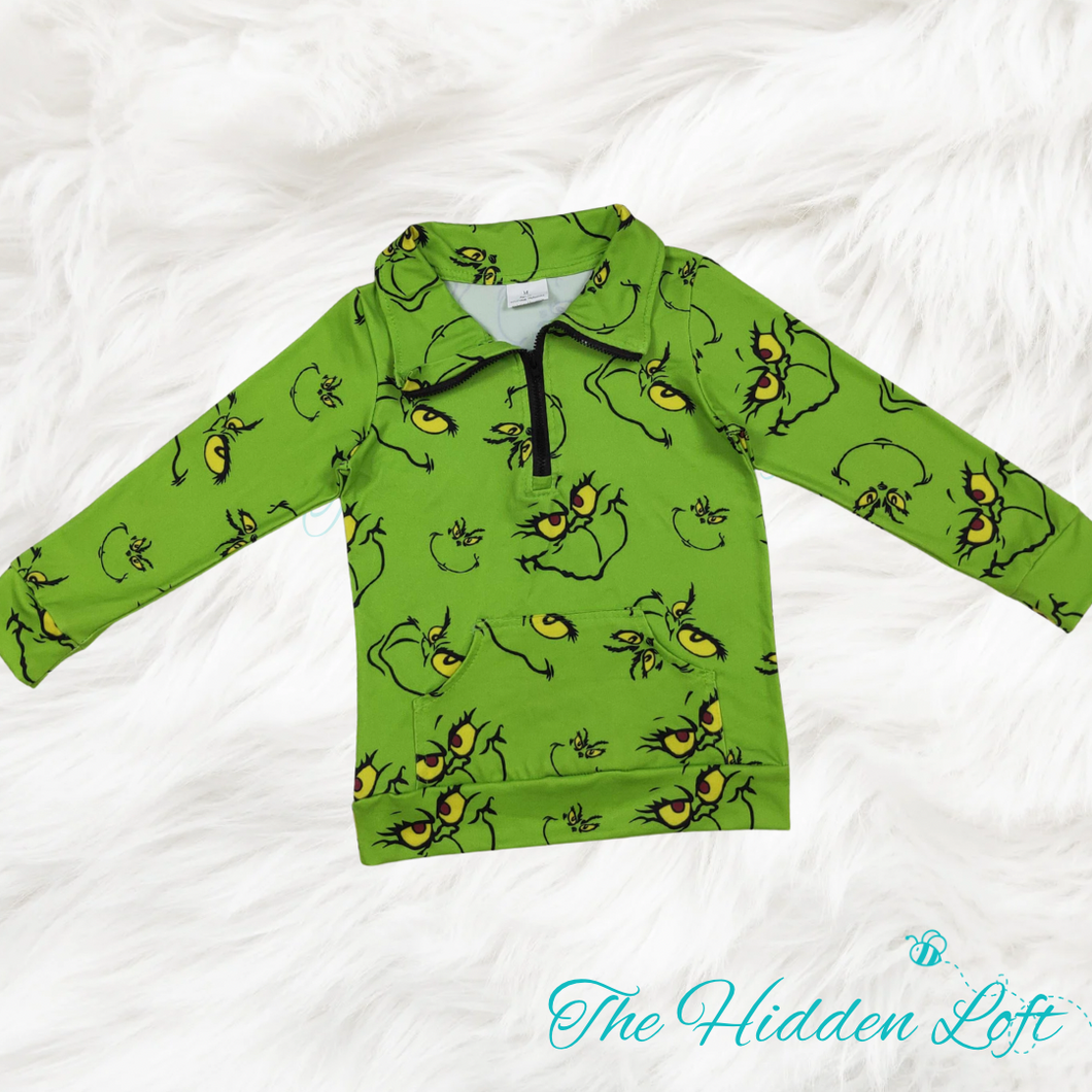 Grinch Face 1/4 Zip