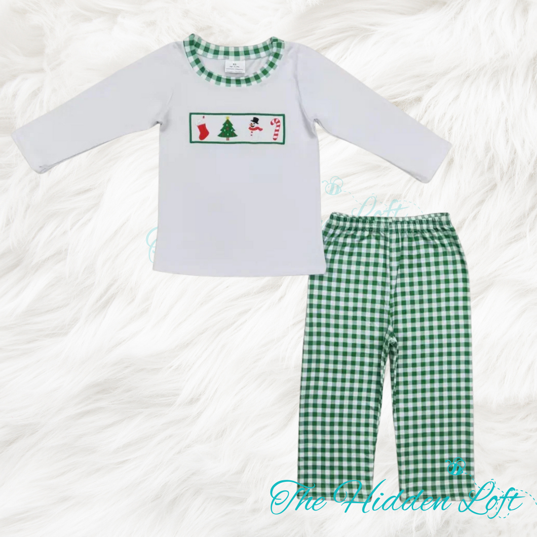 Boy’s Embroidered Christmas Outfit