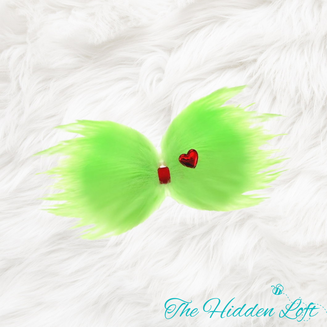 Grinch Fur Hair Bow