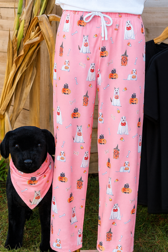 Matching Halloween Pajamas Pants and Dog Bandana Set