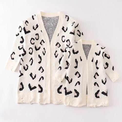 Mommy & Me White Leopard Cardigan