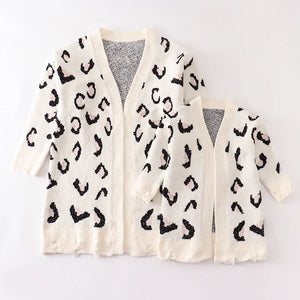 Mommy & Me White Leopard Cardigan