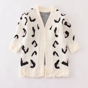 Mommy & Me White Leopard Cardigan