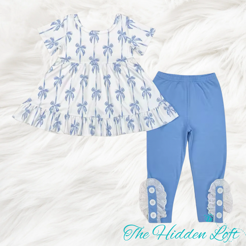 Blue Bow Legging Outfit