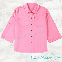 Load image into Gallery viewer, Pearl Pink Denim Shacket