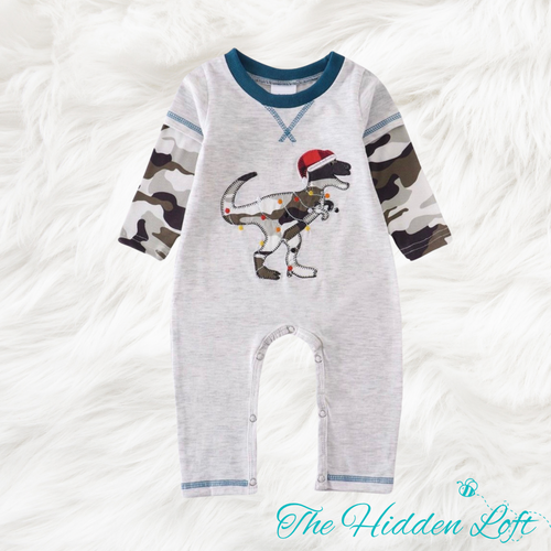 Boy’s Christmas T-Rex Romper