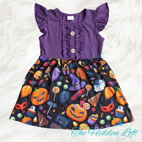 Purple Halloween Print Dress