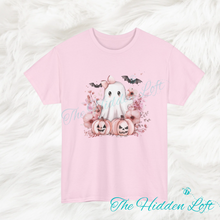 Load image into Gallery viewer, Pink Ghost and Pumpkins T-Shirt