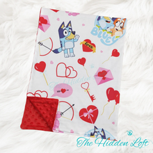 Load image into Gallery viewer, Blue Character Valentine Minky Blanket