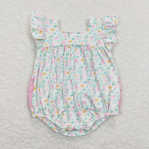 Floral Ruffled Baby Bubble Romper