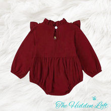 Load image into Gallery viewer, Burgundy Embroidered Romper