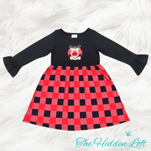 Buffalo Plaid Reindeer Dress