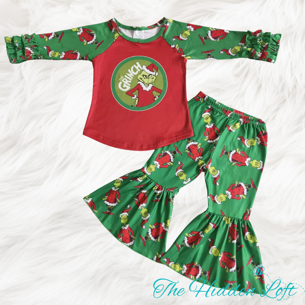 Grinch Bell Bottom Outfit