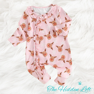 Pink Reindeer Romper