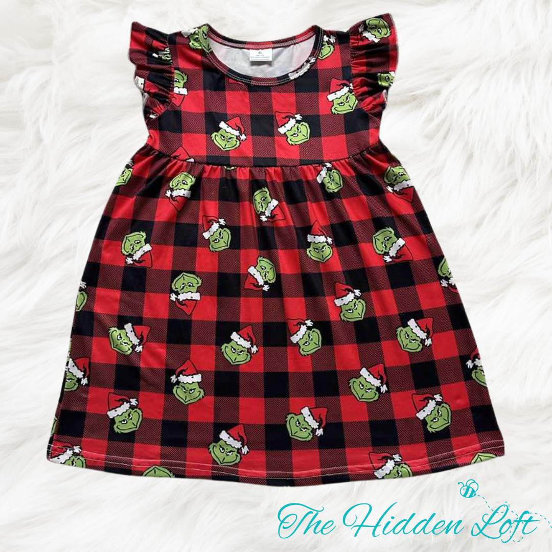 Buffalo Plaid Grinch Dress – The Hidden Loft