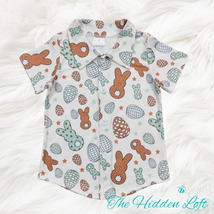 Boy’s Easter Print Button Shirt