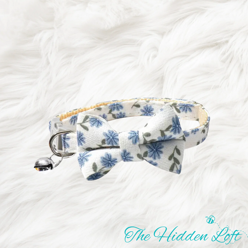 Blue Floral Cat Collar