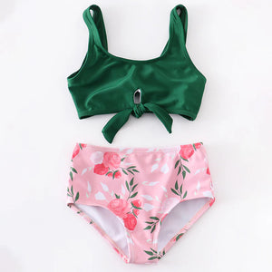 Mommy & Me Green Floral Swim