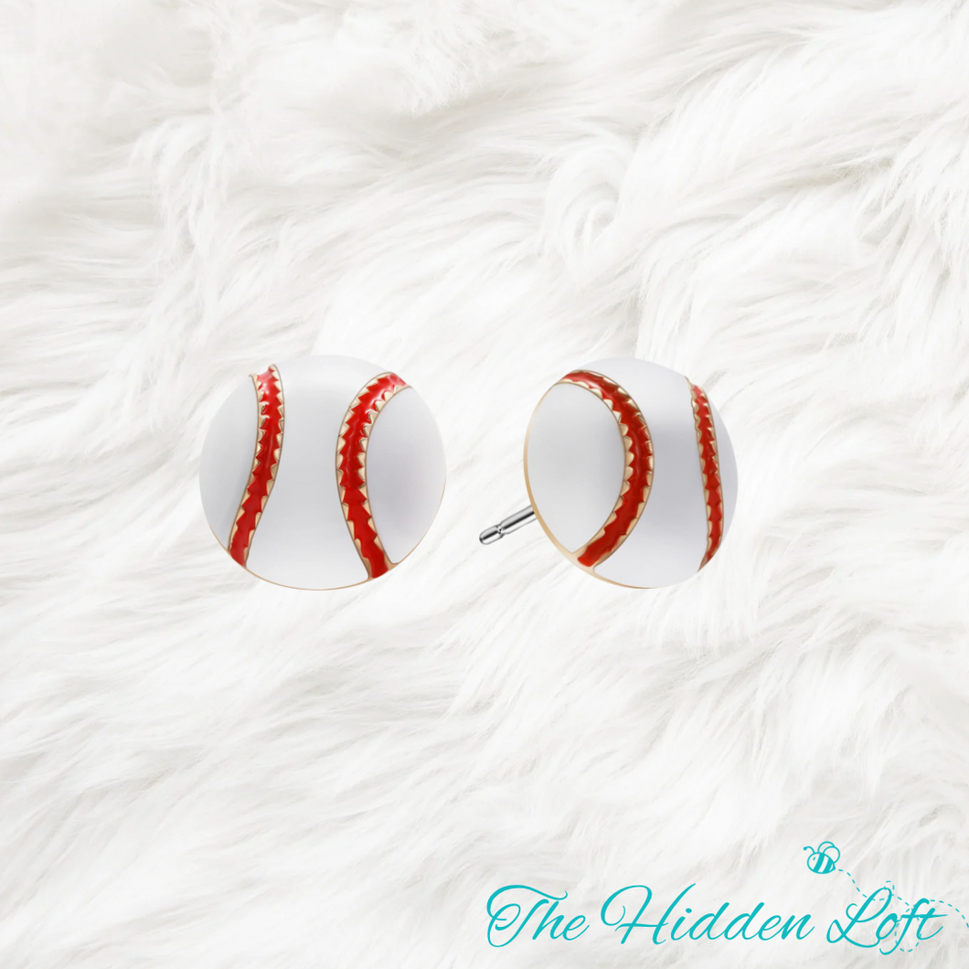 Sterling Silver Baseball Earrings