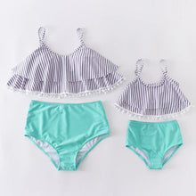 Load image into Gallery viewer, Mommy &amp; Me Mint Stripe Swim