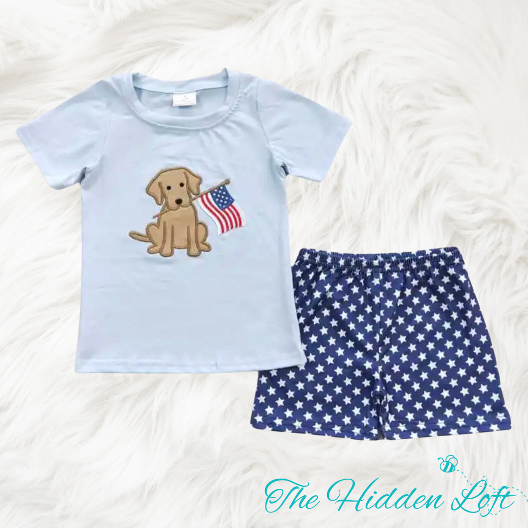 Boy’s Embroidered Patriotic Pup Outfit