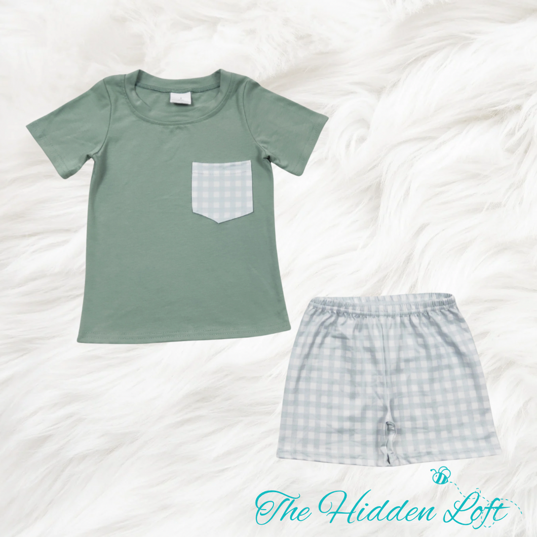 Sage Plaid Shorts Outfit