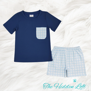 Blue Plaid Shorts Outfit