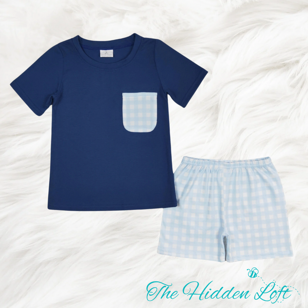 Blue Plaid Shorts Outfit